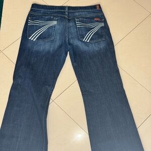 7 For All Mankind Dark Blue Wide Leg Jeans